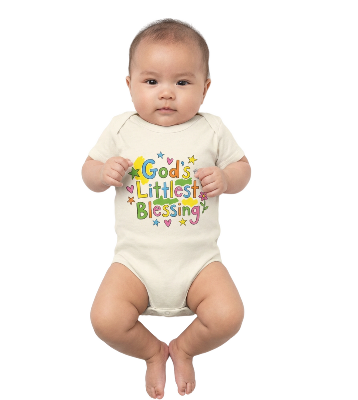 Infant Onesie — "God's Littlest Blessing" Colorful Graphic