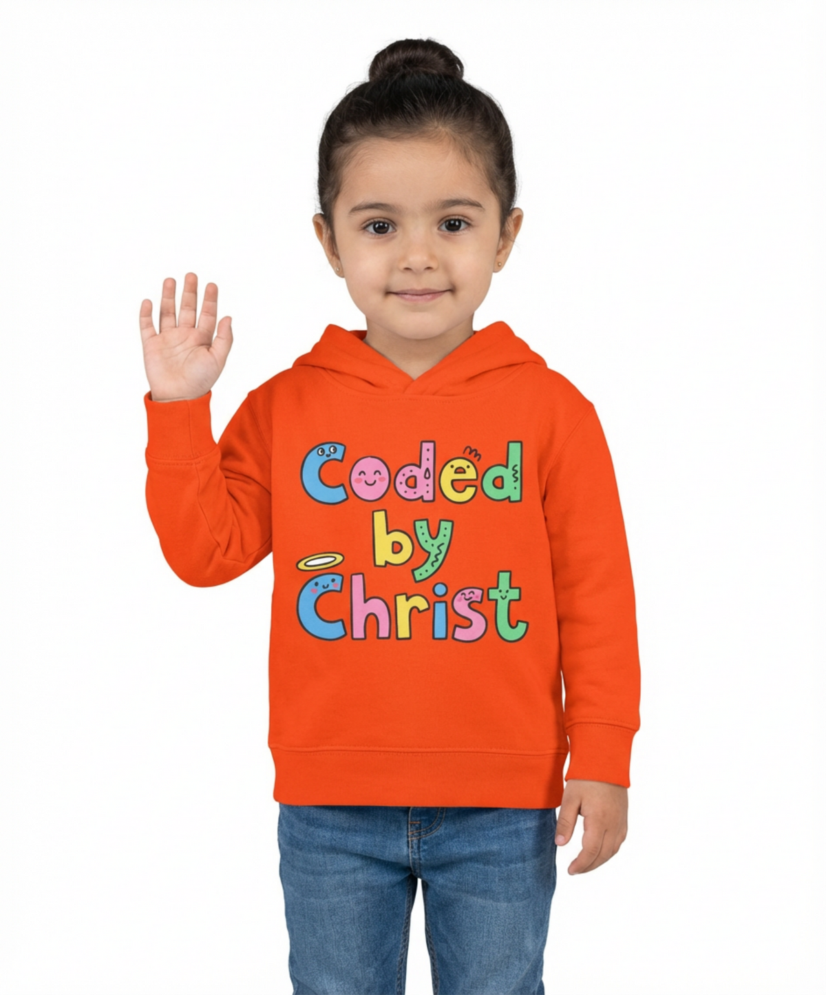 Toddler Hoodie — "Coded by Christ" Colorful Christian Kids Pullover