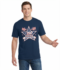 Patriotic T-Shirt — "250 Years Bold, United We Stand" with "God Bless America"