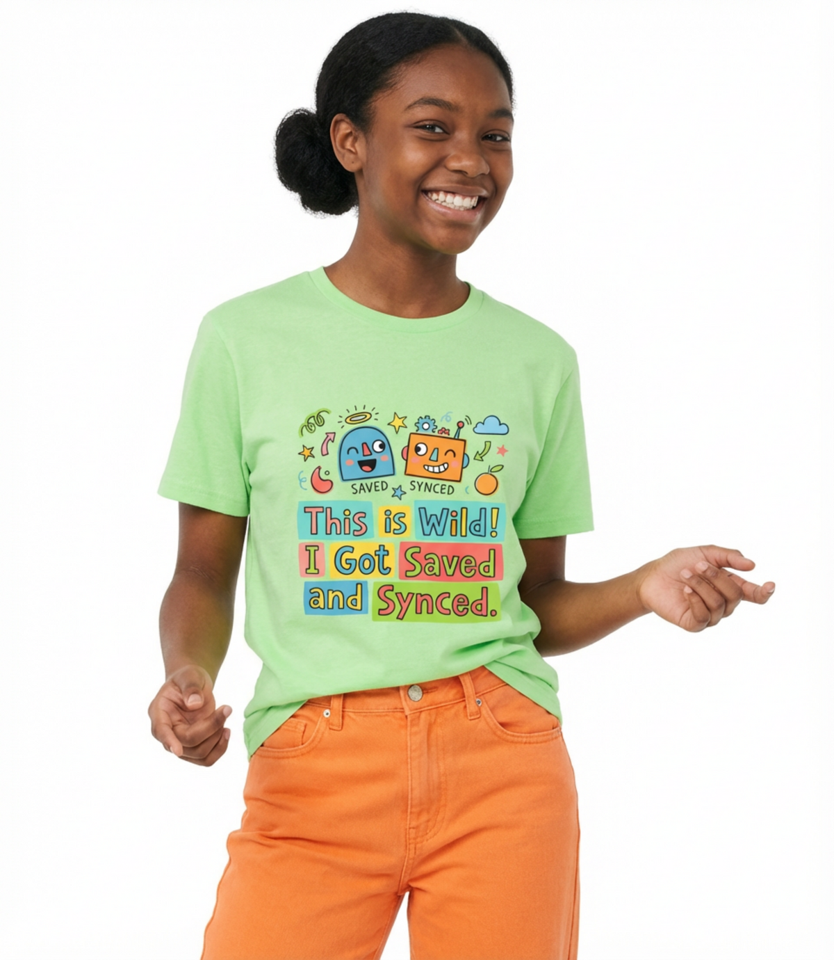 Saved and Synced Teens Graphic T-Shirt — "This is Wild! I Got Saved and Synced"