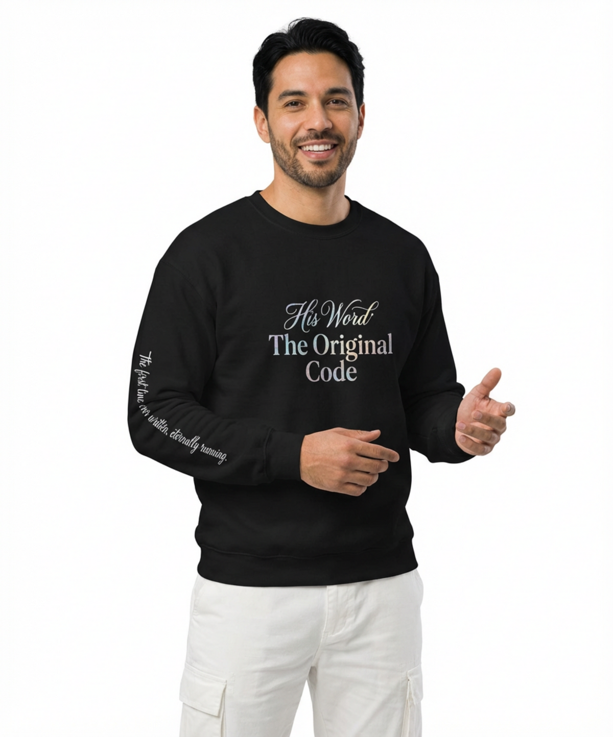His Word "The Original Code" Crewneck Sweatshirt — Pastel Logo Comfort Pullover