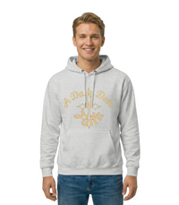 Faith Script Fleece Hoodie — "A Daily Dose of Faith" Gold Script, Back "He Is Always Faithful"