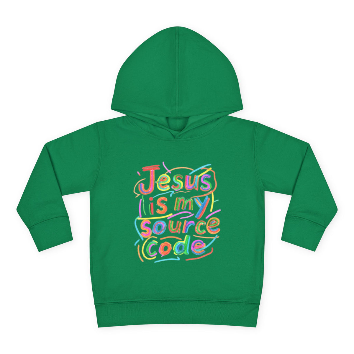 Toddler Hoodie - "Jesus Is My Source Code" Colorful Christian Pullover