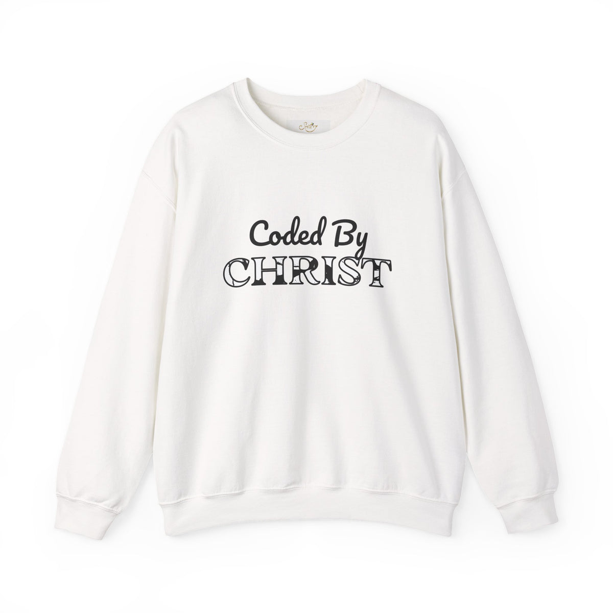Crewneck Sweatshirt — "Coded By Christ" Inspirational Christian Graphic