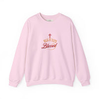 Unisex Christian Crewneck Sweatshirt — "Blessed" Faith Cross Graphic
