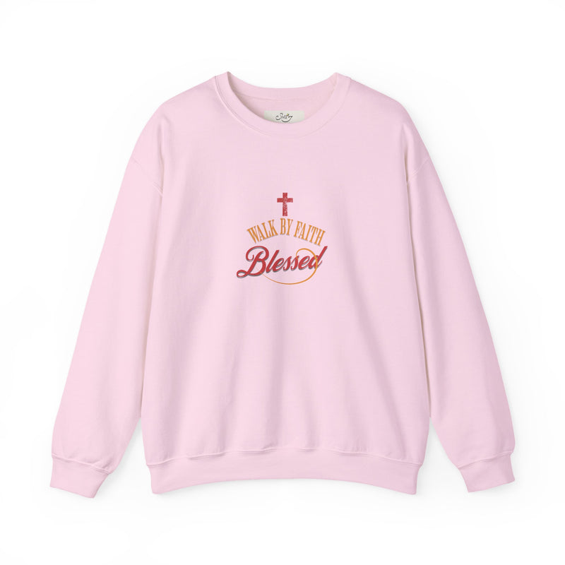Unisex Christian Crewneck Sweatshirt — "Blessed" Faith Cross Graphic