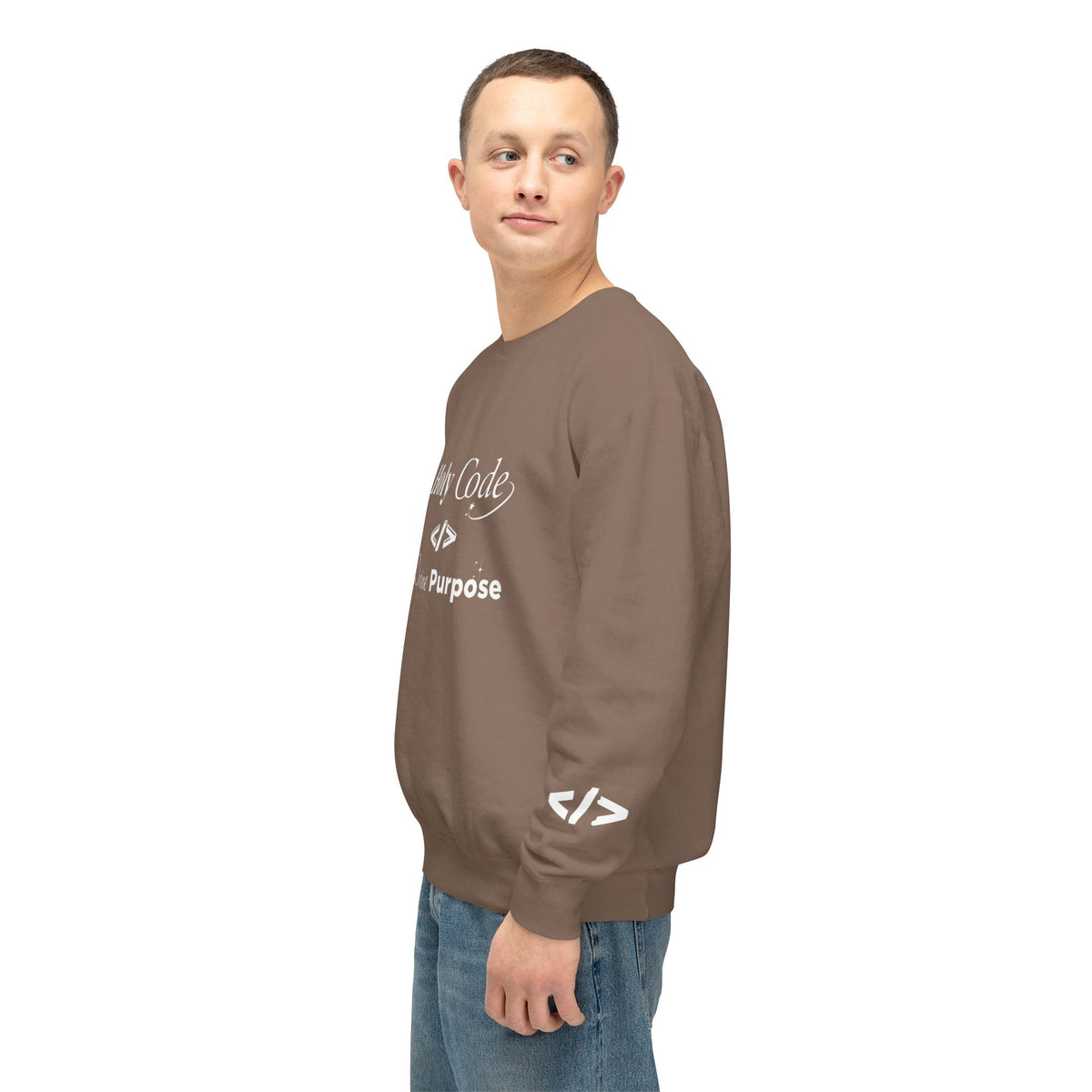 Holy Code Crewneck Sweatshirt — "Divine Purpose" Programmer Graphic