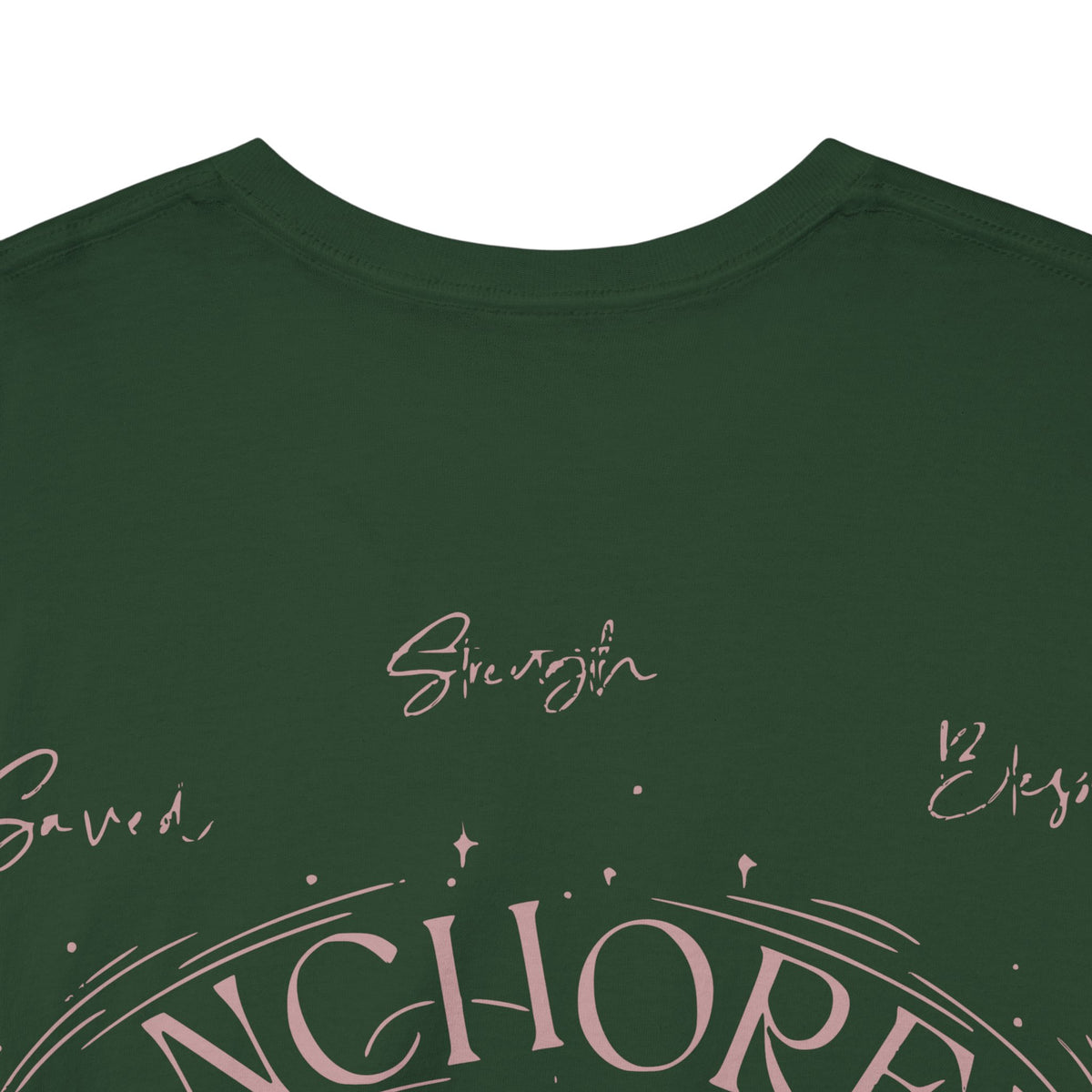 Anchored Faith T-Shirt — "Anchored" Calligraphy with Faith, Hope & Grace