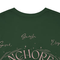 Anchored Faith T-Shirt — "Anchored" Calligraphy with Faith, Hope & Grace