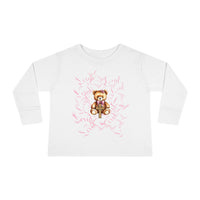 Toddler Tee — "Loved" Cute Teddy Bear Cross Design Long Sleeve
