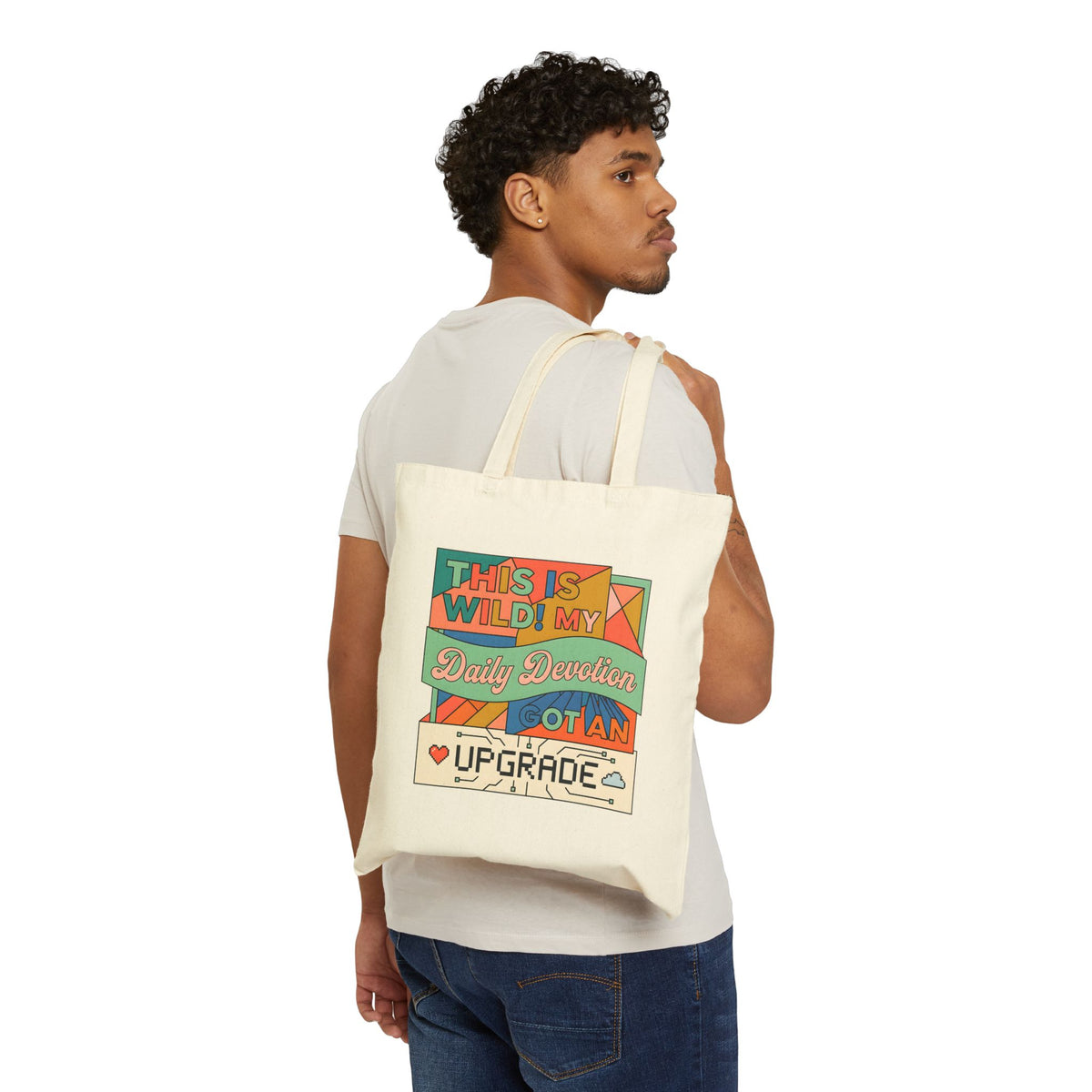 AI-Powered Scripture Study Tote Bag — Funny Retro Typography Cotton Canvas Shoulder Tote