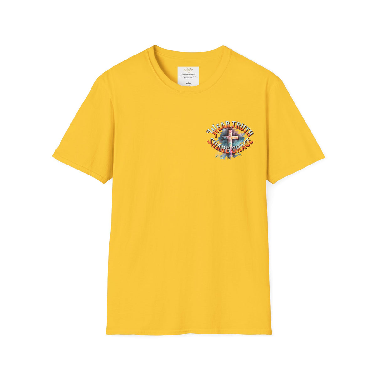 Christian Cross T‑Shirt — "Wear Truth Share Grace" Front & "Blessed" Back