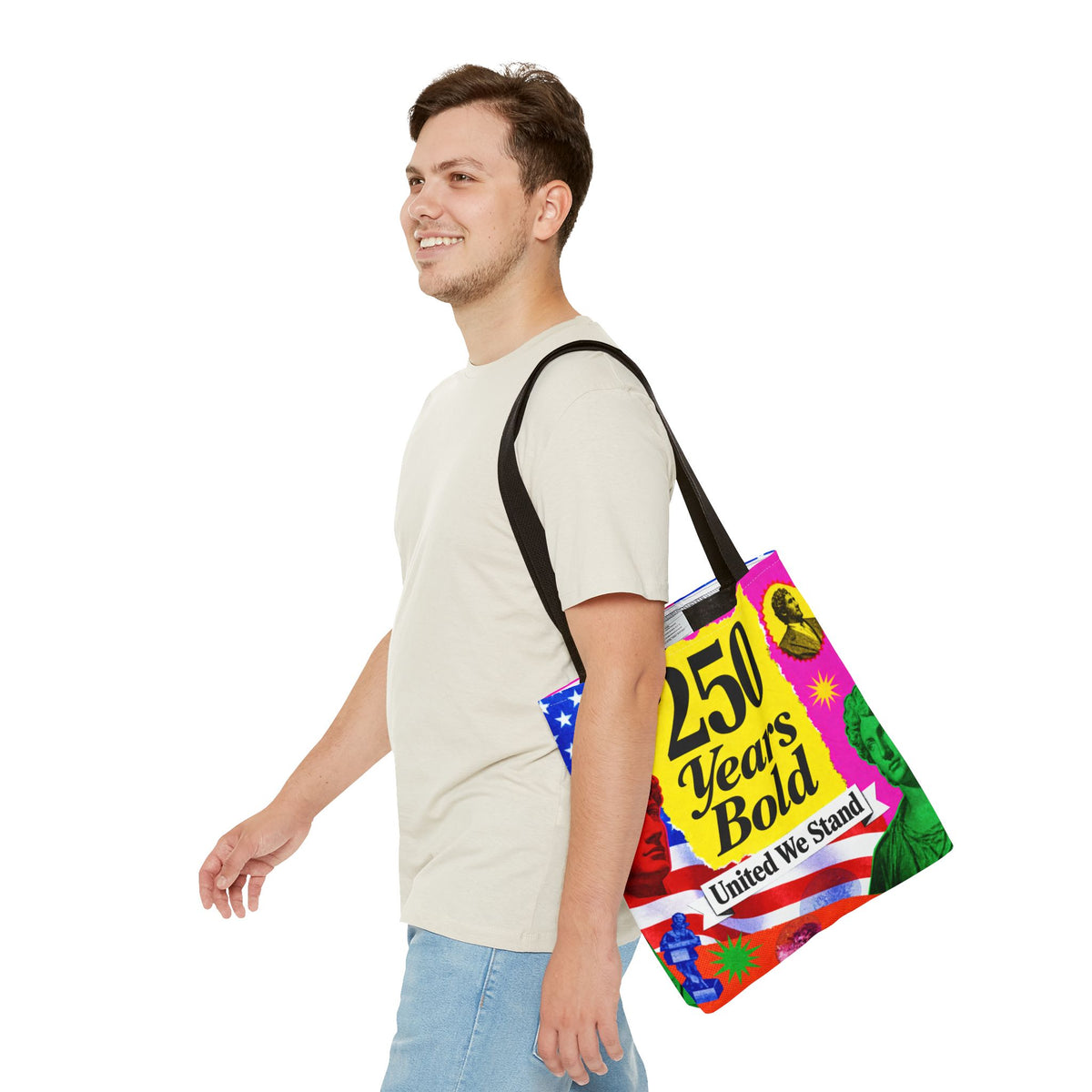250 Years Bold Tote Bag — "United We Stand" Patriotic Anniversary Tote