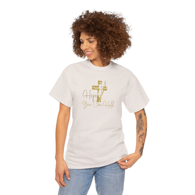 Christian T-Shirt - 'Hope You Can Hold' Gold Cross Tee