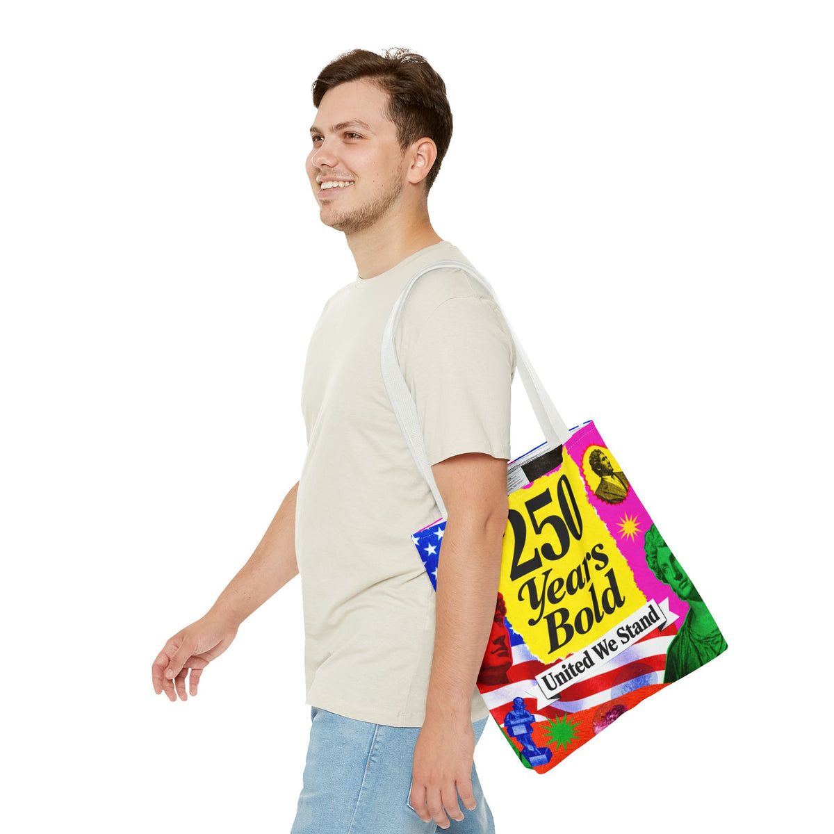 250 Years Bold Tote Bag — "United We Stand" Patriotic Anniversary Tote
