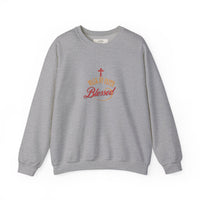 Unisex Christian Crewneck Sweatshirt — "Blessed" Faith Cross Graphic