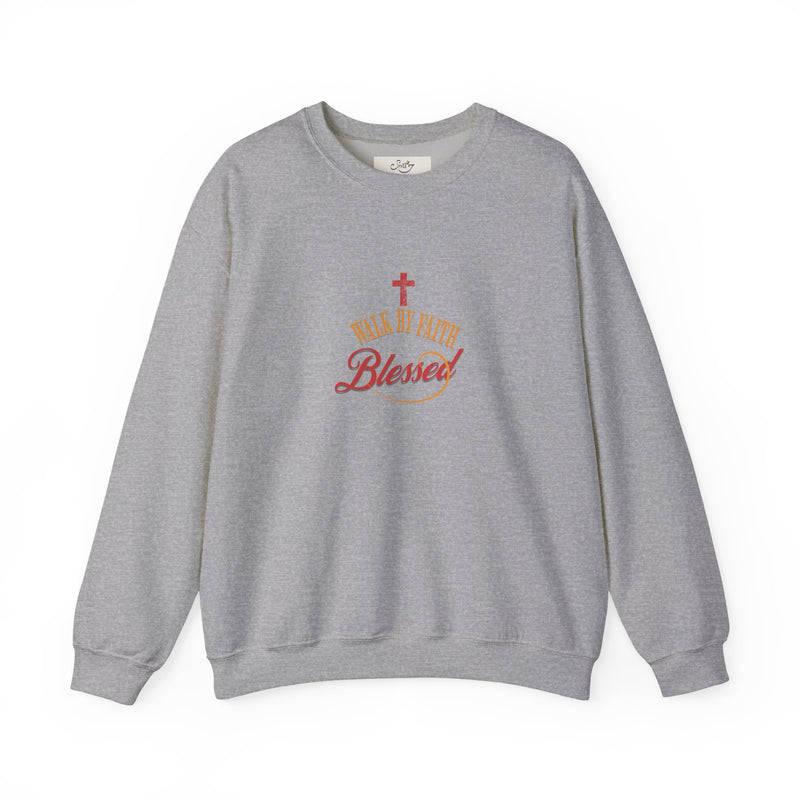 Unisex Christian Crewneck Sweatshirt — "Blessed" Faith Cross Graphic