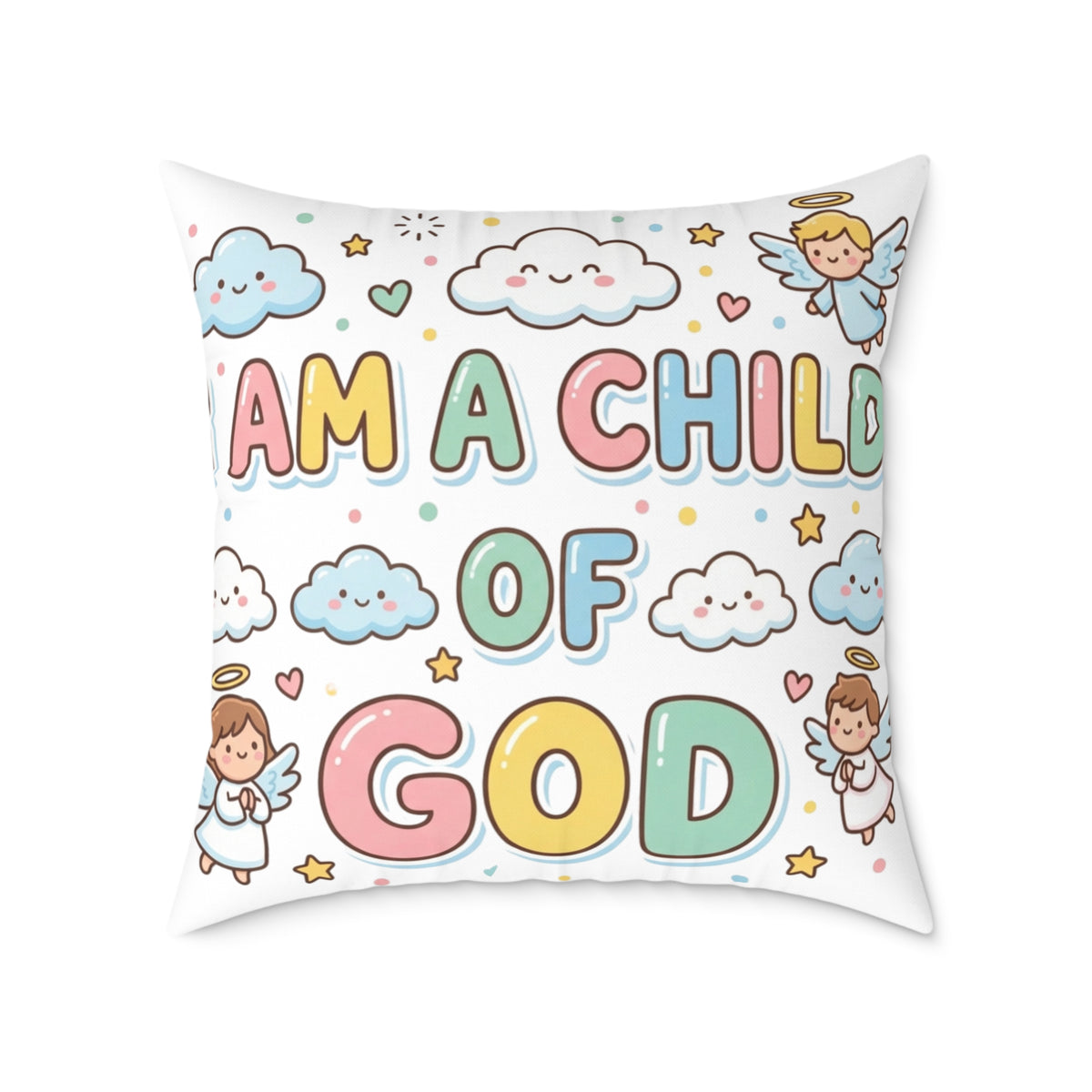 I Am a Child of God Pillow Light Color — Personalized Kids' Faith Decorative Throw Pillow