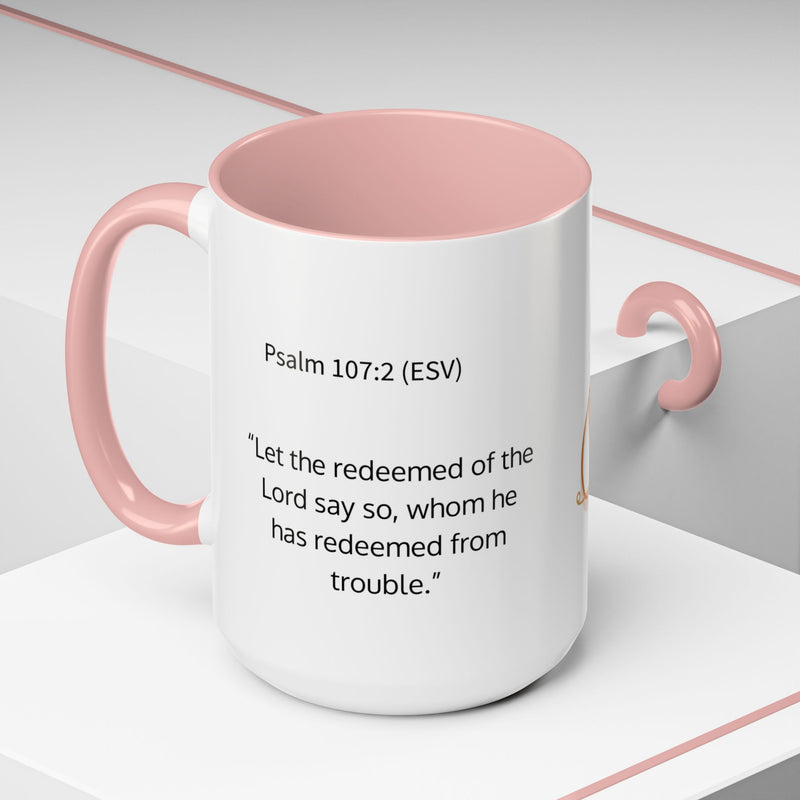 Redeemed Cross Accent Coffee Mug — Inspirational Christian Tea Cup (11/15oz)