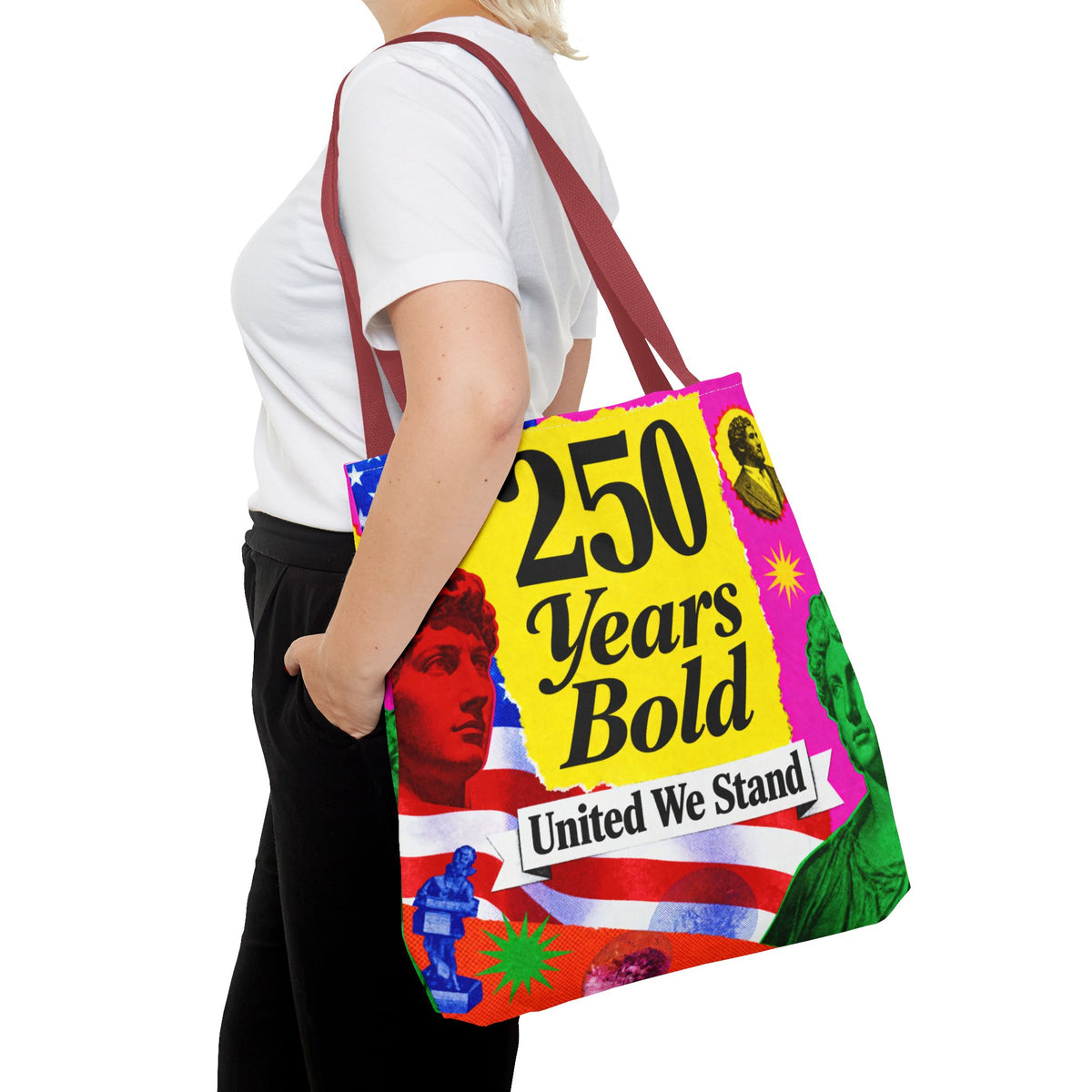 250 Years Bold Tote Bag — "United We Stand" Patriotic Anniversary Tote