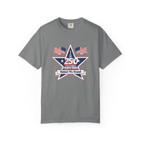 Patriotic T-Shirt — "250 Years Bold, United We Stand" with "God Bless America"