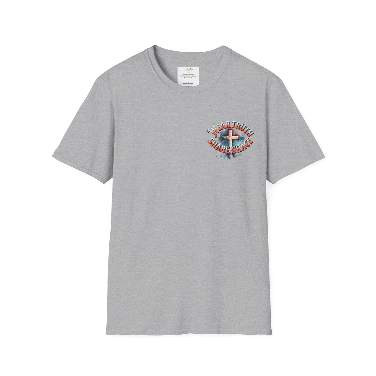 Christian Cross T‑Shirt — "Wear Truth Share Grace" Front & "Blessed" Back