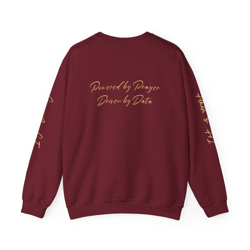 Christian AI Crewneck Sweatshirt - "Amen & AI" Gold Script, "Powered by Prayer, Driven by Data"