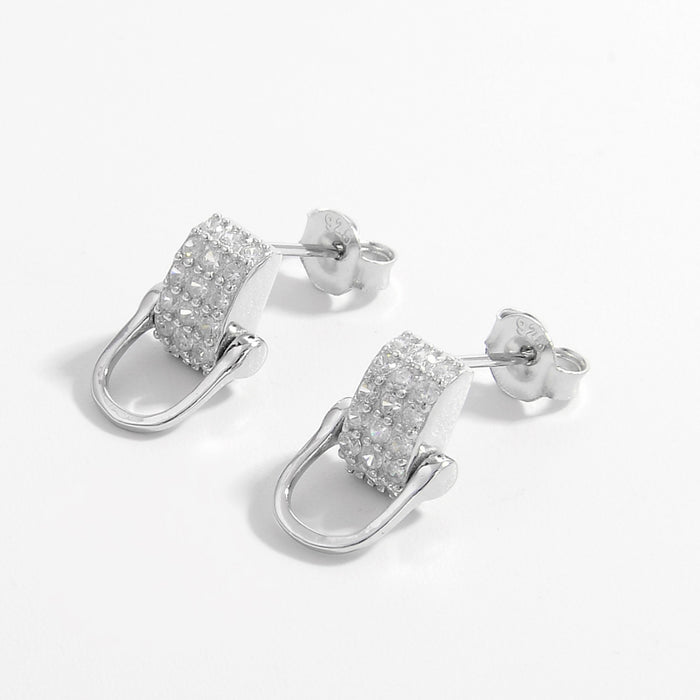 925 Sterling Silver Inlaid Zircon Earrings