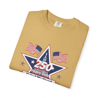 Patriotic T-Shirt — "250 Years Bold, United We Stand" with "God Bless America"