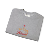 Unisex Christian Crewneck Sweatshirt — "Blessed" Faith Cross Graphic