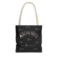 Anchored Inspirational Tote Bag — 'Anchored' Script Design