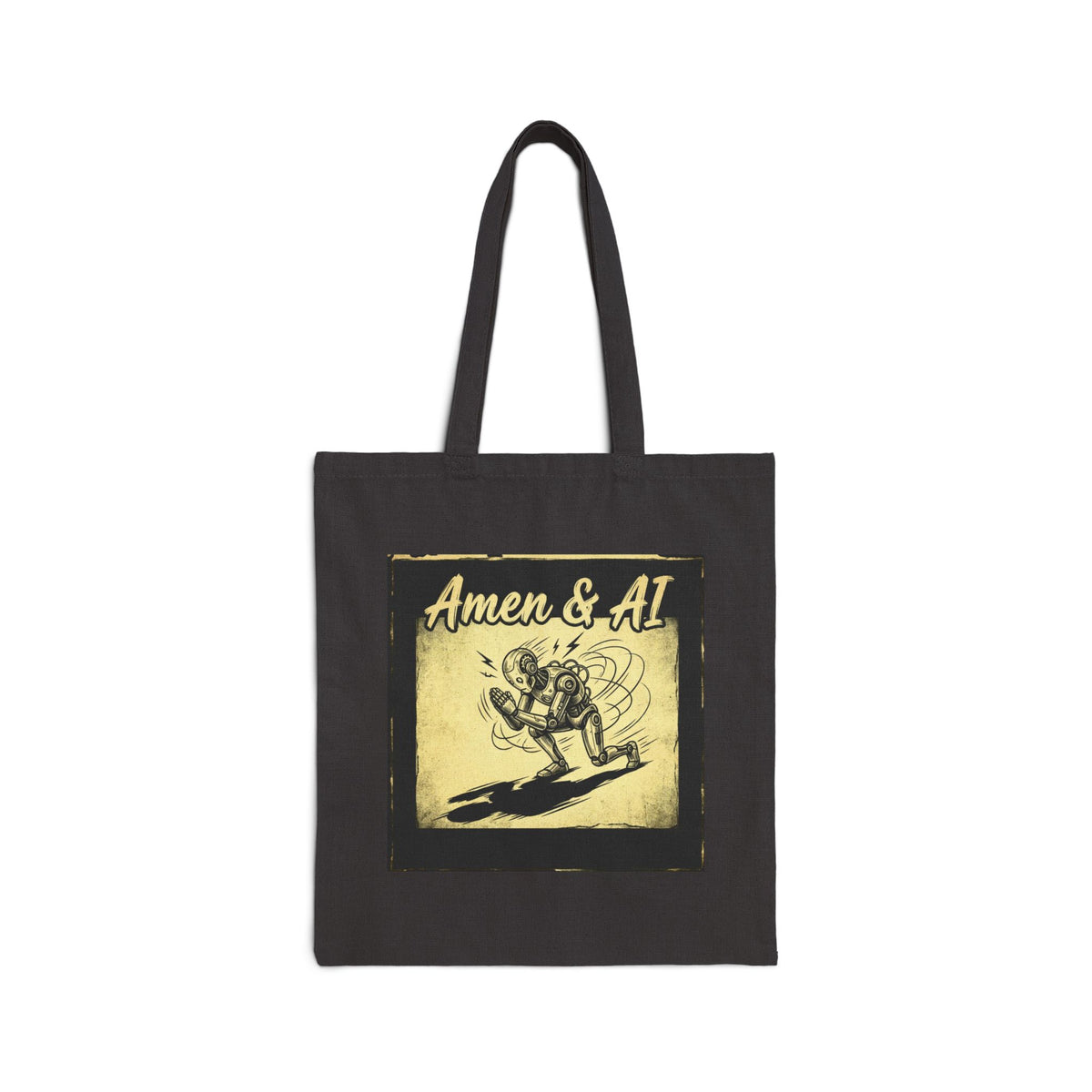 Amen & AI Cotton Tote — "This is Wild! My AI Prays Faster Than I Text" Graphic Canvas Bag