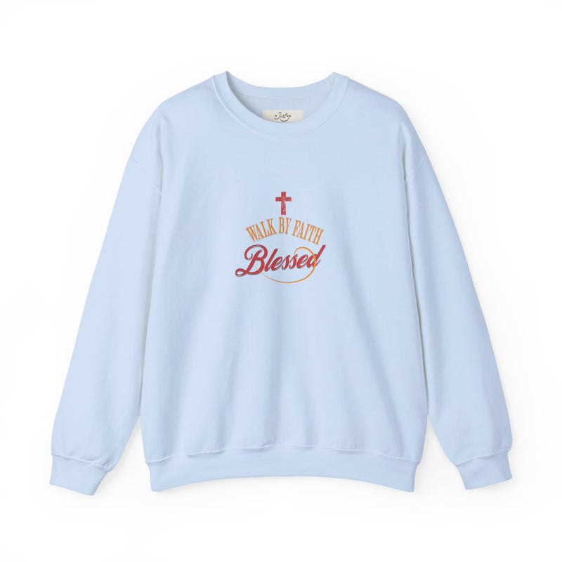 Unisex Christian Crewneck Sweatshirt — "Blessed" Faith Cross Graphic