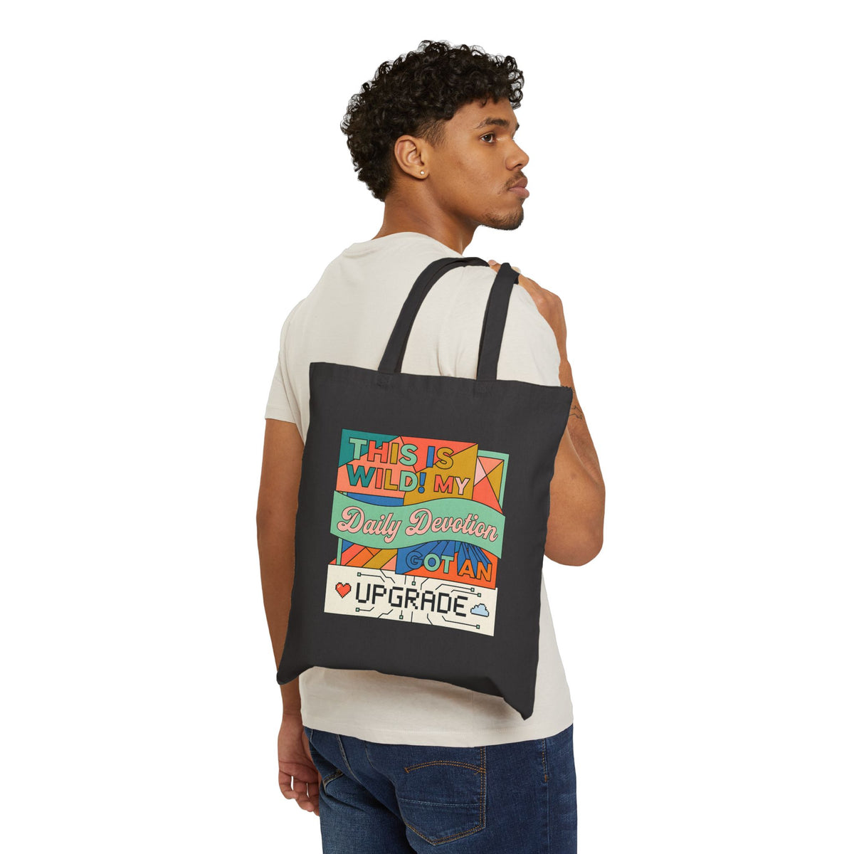 AI-Powered Scripture Study Tote Bag — Funny Retro Typography Cotton Canvas Shoulder Tote