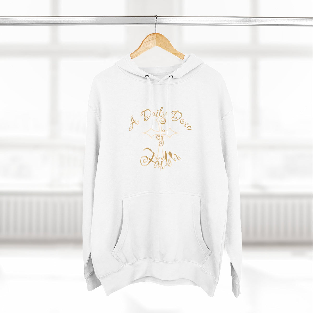 Faith Script Hoodie — "A Daily Dose of Faith" Gold Script Fleece Hoodie