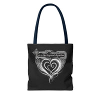 Black Heart Art Tote — "Love is the Original Algorithm" All-Over Print Tote Bag