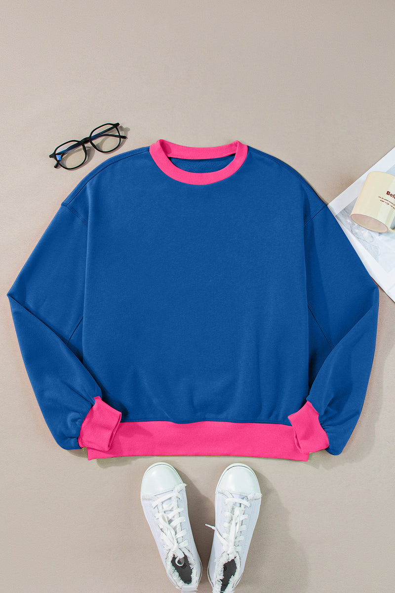 Contrast Round Neck Long Sleeve Sweatshirt