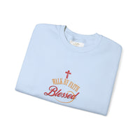 Unisex Christian Crewneck Sweatshirt — "Blessed" Faith Cross Graphic