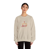 Unisex Christian Crewneck Sweatshirt — "Blessed" Faith Cross Graphic