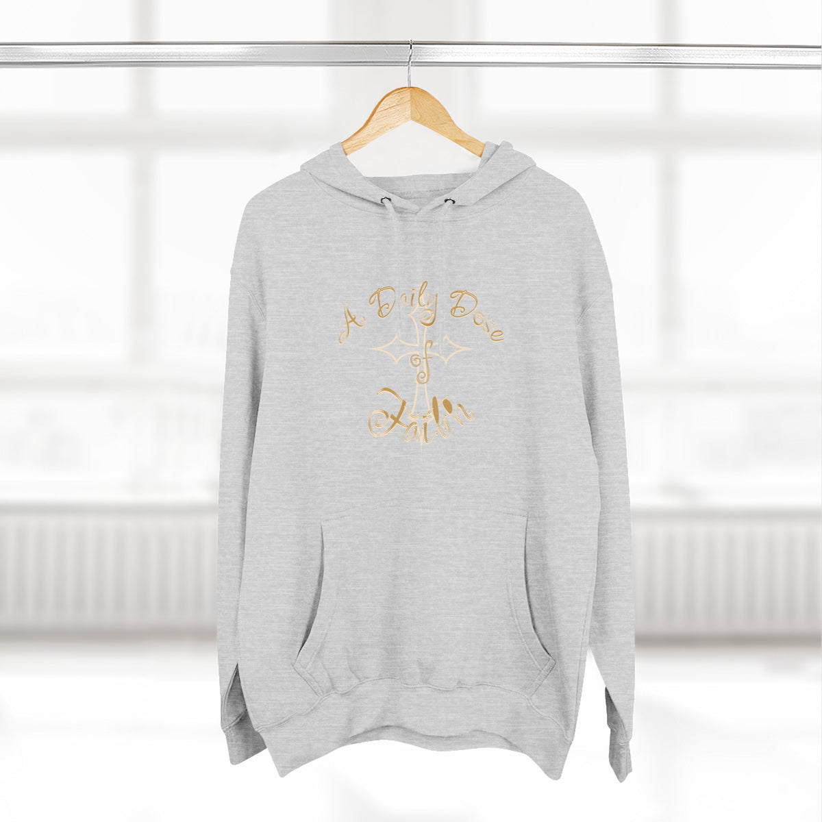 Faith Script Hoodie — "A Daily Dose of Faith" Gold Script Fleece Hoodie