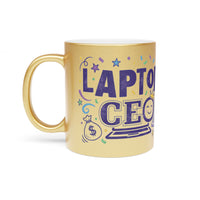 Laptop CEO Metallic Mug — Be Your Own Boss Silver/Gold Coffee Cup