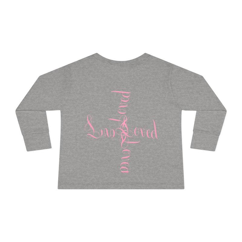 Toddler Tee — "Loved" Cute Teddy Bear Cross Design Long Sleeve