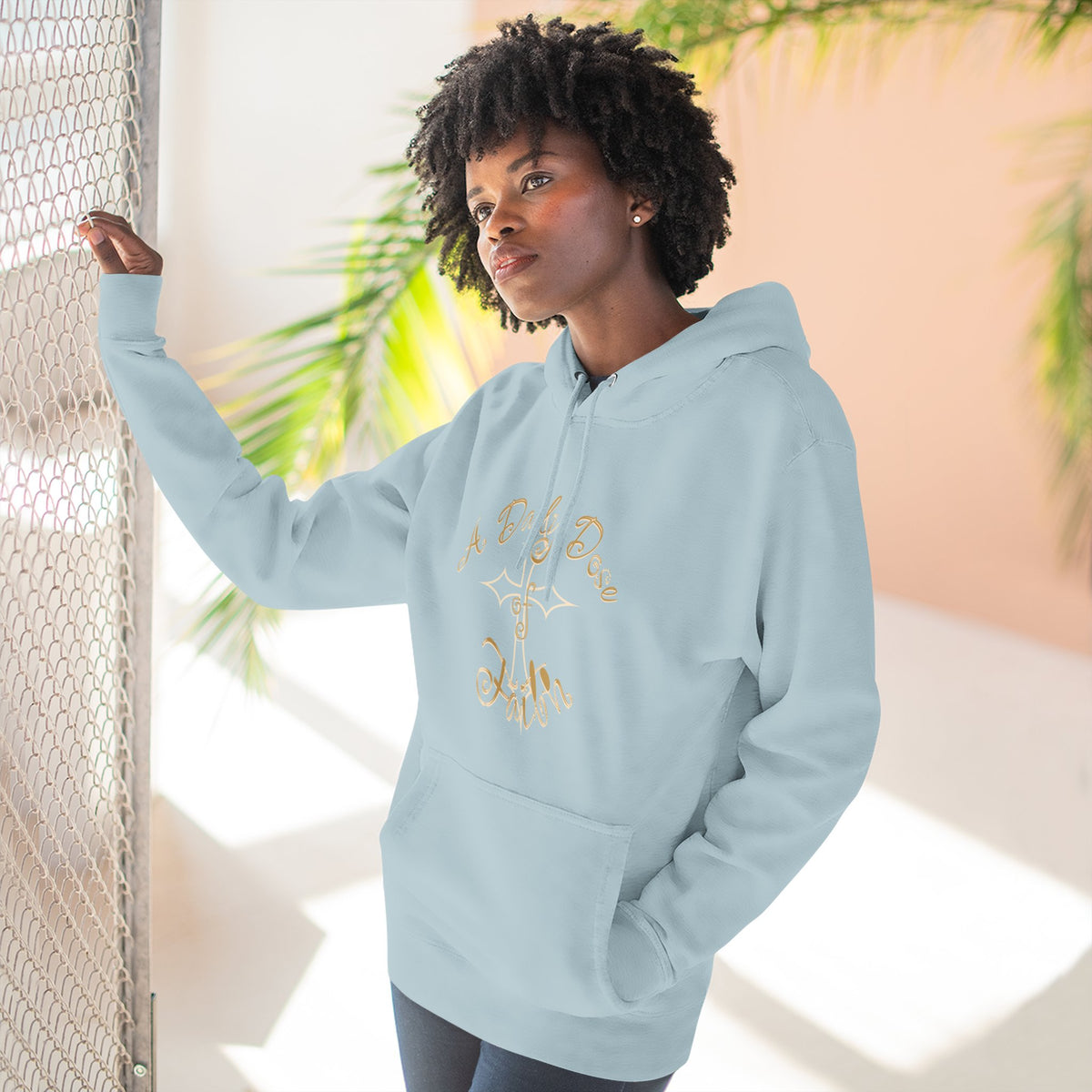 Faith Script Hoodie — "A Daily Dose of Faith" Gold Script Fleece Hoodie