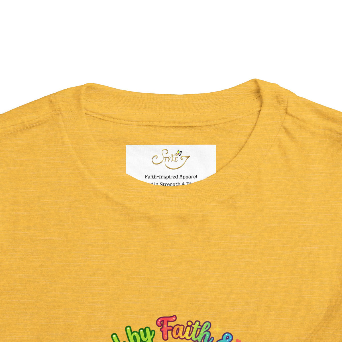 Toddler Tee — Cute Kawaii Strawberry "Powered by Faith & Giggles" Kids Shirt