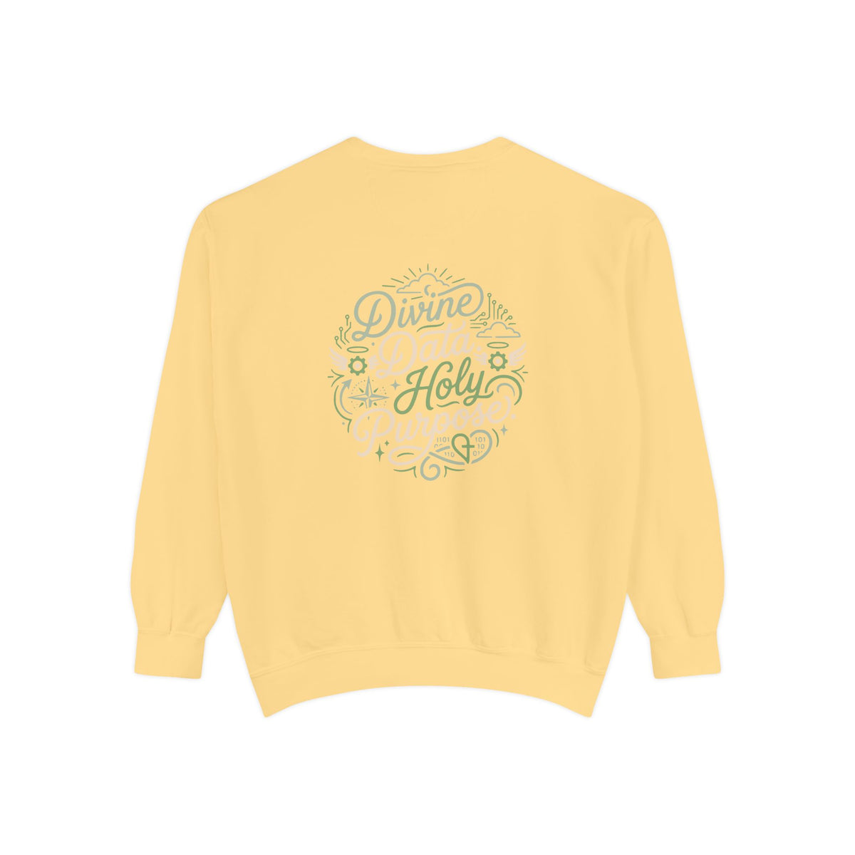 Amen & AI Sweatshirt — Faith-Inspired Crewneck with ‘Divine Data, Holy Purpose" Back Design