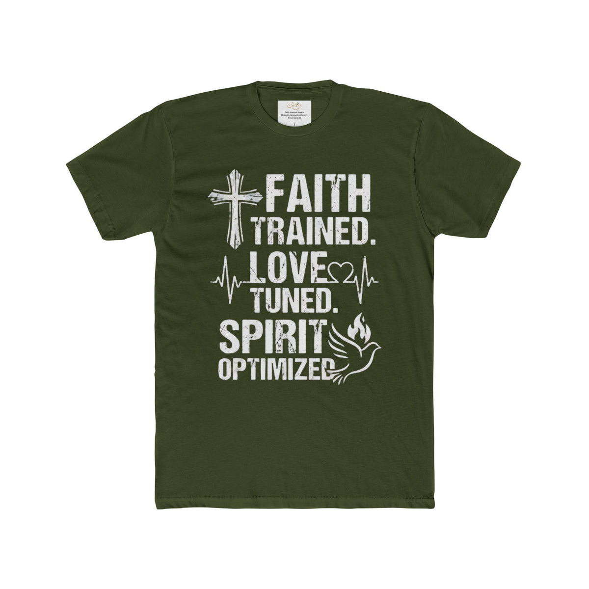 Faith Trained. Love Tuned. Spirit Optimizer Tee – Christian Inspirational T-Shirt