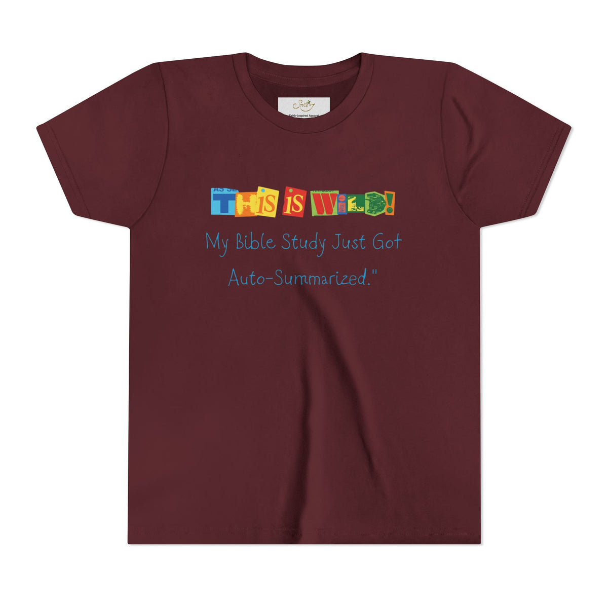 Youth Tee — "This Is Wild! My Bible Study Just Got Auto-Summarized" Funny Kids Christian Shirt