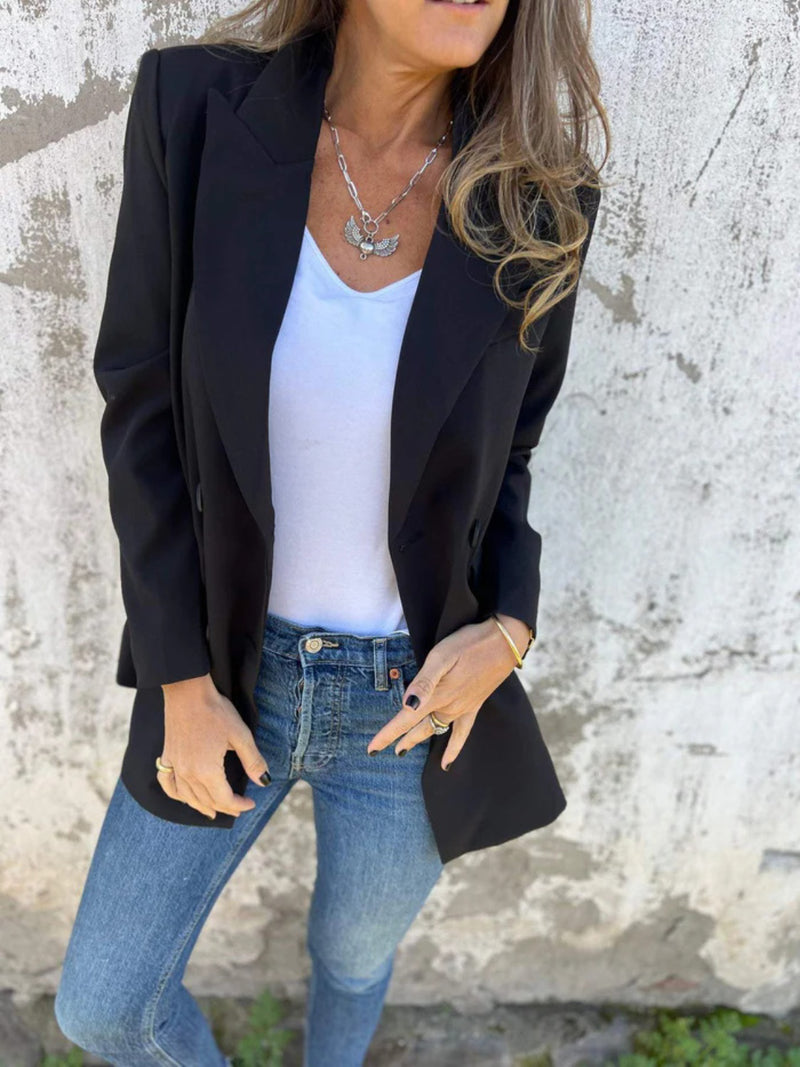 Full Size Collared Neck Long Sleeve Blazer