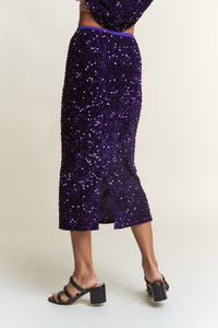 J.NNA Sequin Back Slit Midi Skirt