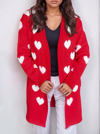 Heart Open Front Long Sleeve Cardigan